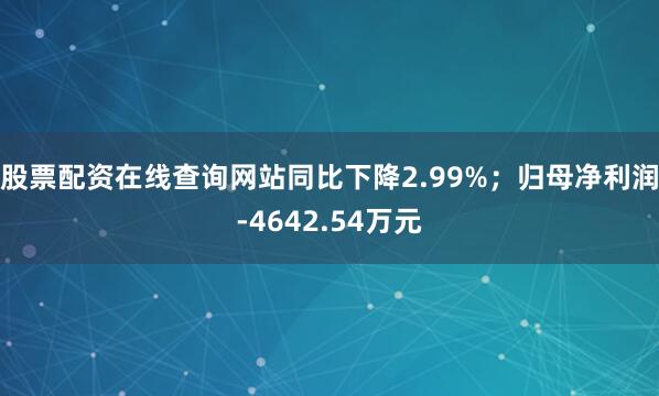 股票配资在线查询网站同比下降2.99%；归母净利润-4642.54万元